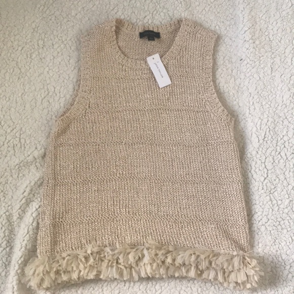 WOMENS ANN TAYLOR SLEEVELESS SWEATER WITH FREY - Picture 1 of 3